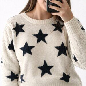 Cream and Navy Star Knit Sweater
